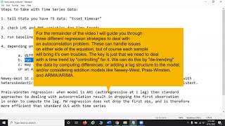 Dealing with Autocorrelation in Time-Series Models (Stata)