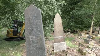 Jewish tombstone matzevoth lifted on Bagnowka jewish cemetery in Bialystok, Poland.