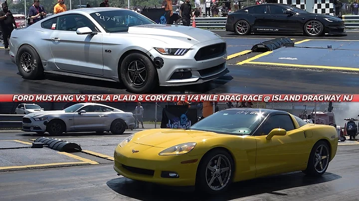 Ford Mustang vs Tesla Plaid & Corvette Drag Racing @ Island Dragway, NJ