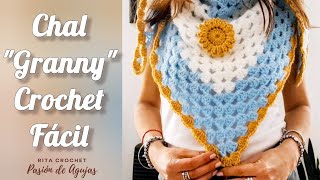 Chal a crochet FÁCIL para principiantes en punto GRANNY | paso a paso