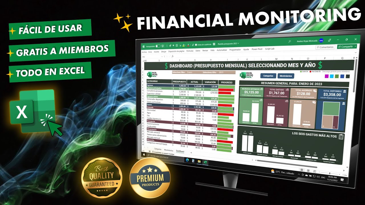 Plantilla Premium Para Monitoreo De Tus Finanzas Personales En Excel
