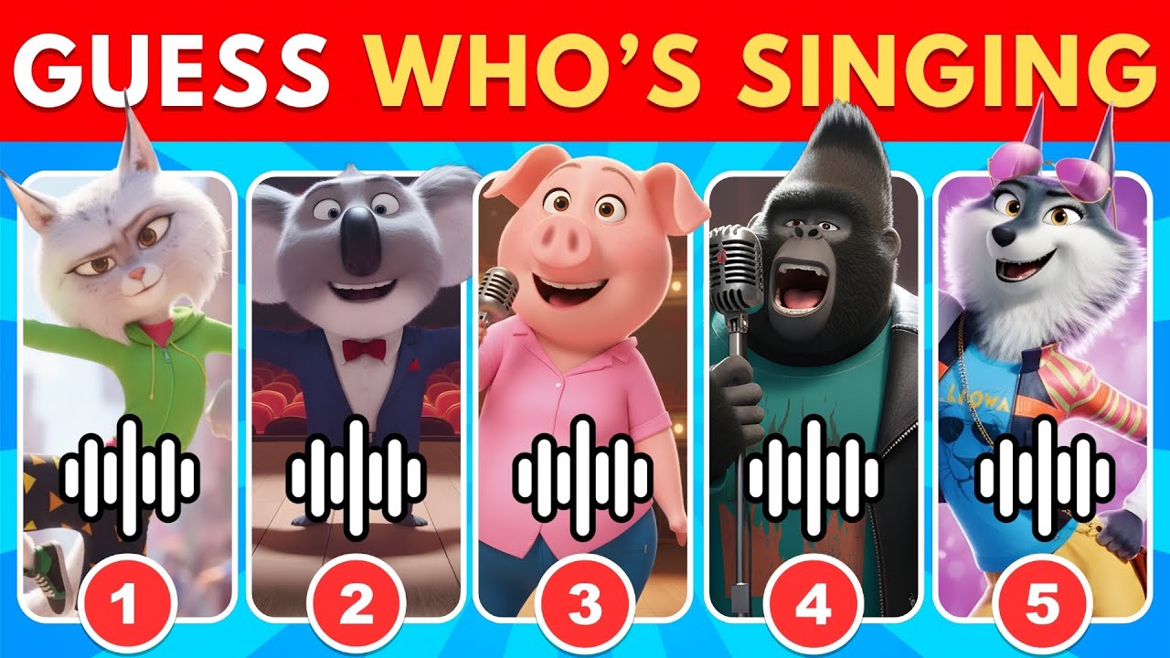 Угадай, кто поёт? 🔊🎶 Викторина «Спой 1 и 2 песни» | Эш, Джонни, Мина, Бастер Мун, Порша