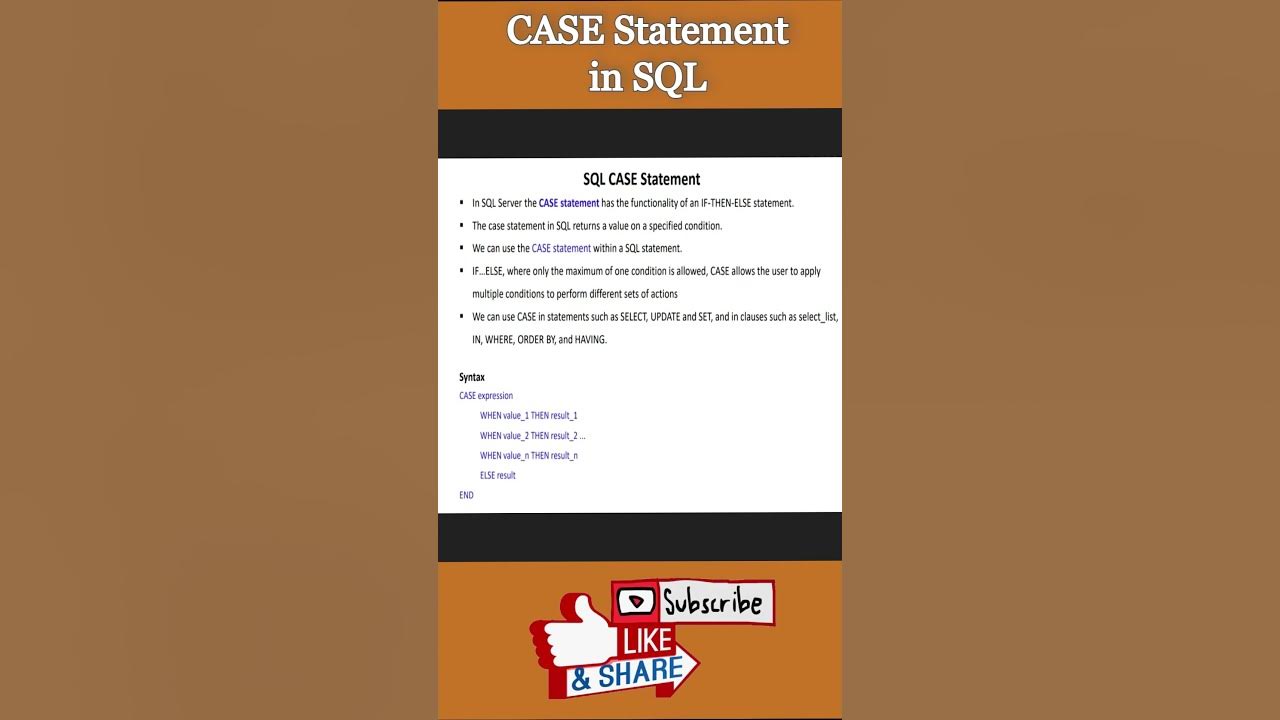 SQL Case Statement SQL Case Statement