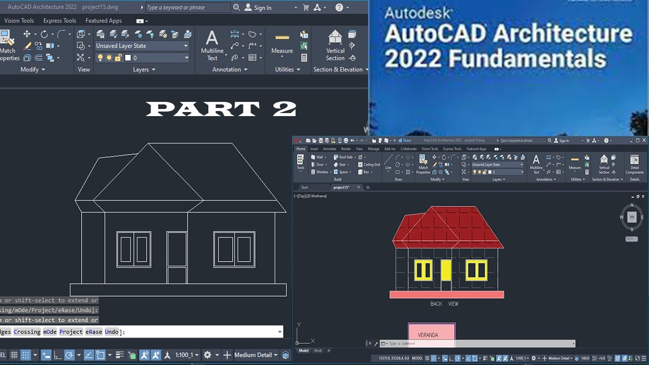 Autocad 2023 Tutorial elevation back view part 2 - YouTube