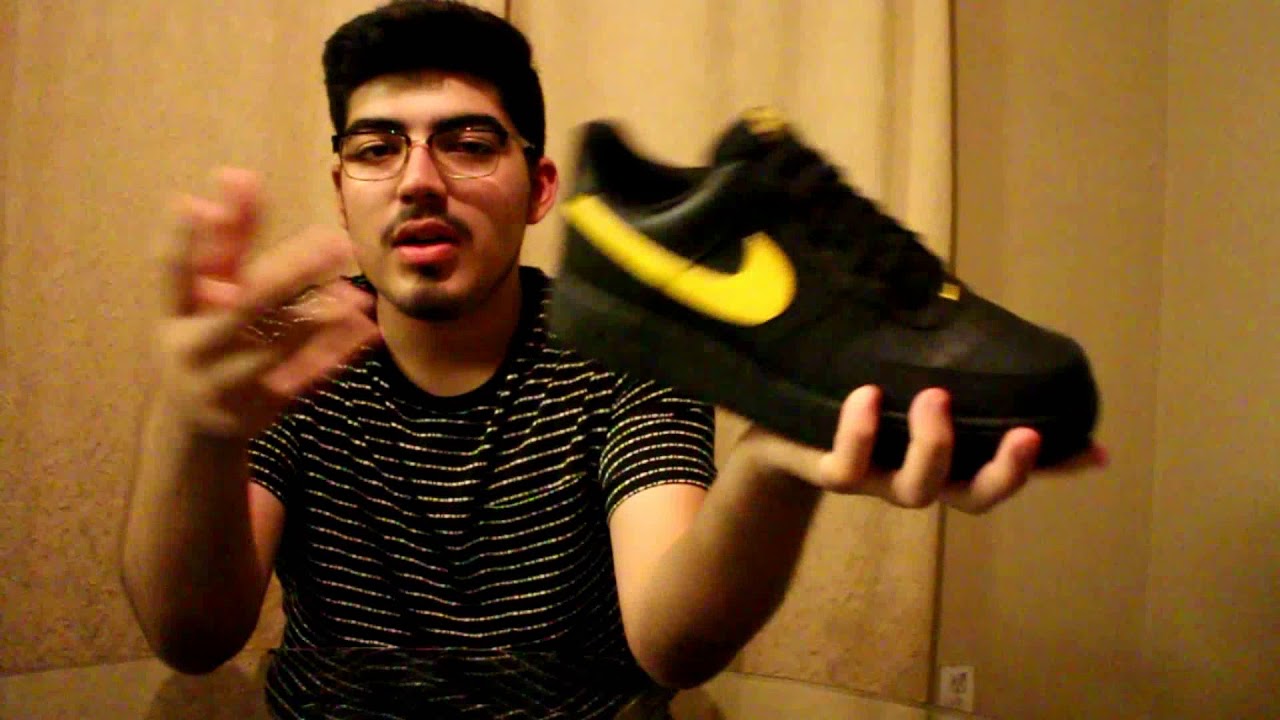 black and yellow air force ones