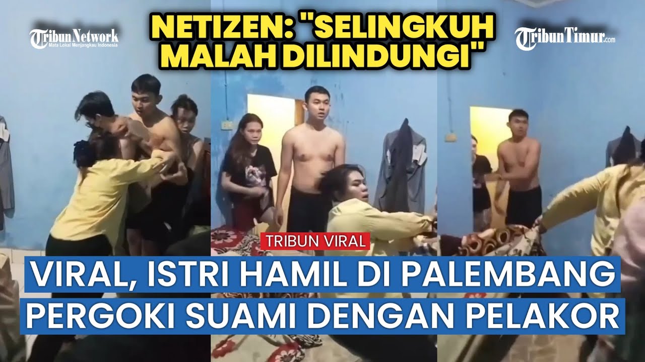 Viral di Palembang! Wanita Hamil Besar Labrak Suami dan Pelakor, Netizen Ikut Geram
