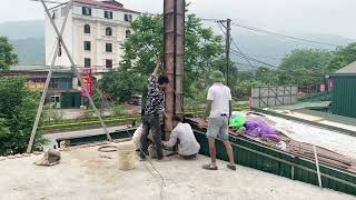 #12 CONSTRUCTION OF POURING CONCRETE COLUMNS ON THE SECOND FLOOR IS COMPLETED ON SCHEDULE