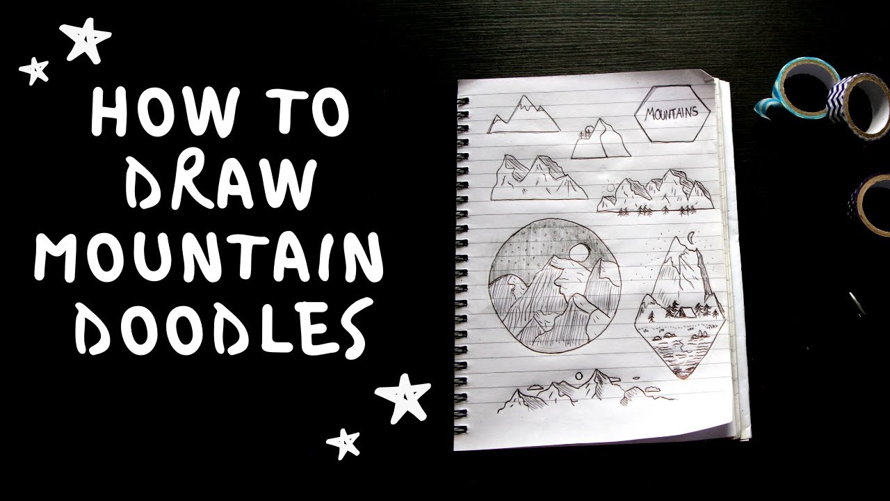 FUN MOUNTAIN DOODLES | How to draw Mountains for beginners