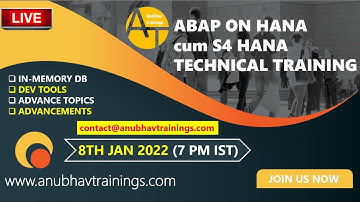 ABAP on HANA Live Demo | S/4HANA Training - CDS Views, AMDP, Fiori, BAS | 8th JAN 2022 | 7 PM IST