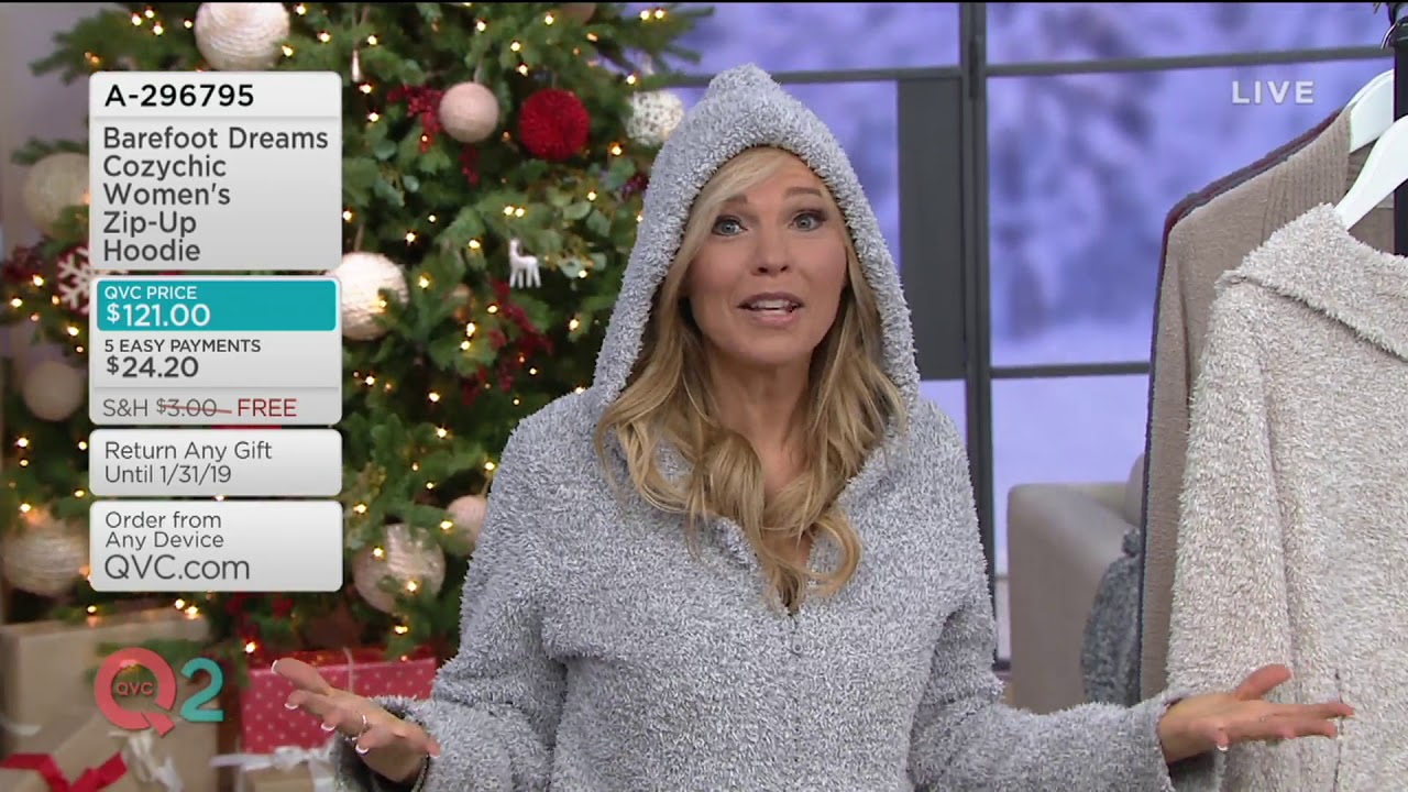 qvc barefoot dreams moletom com capuz