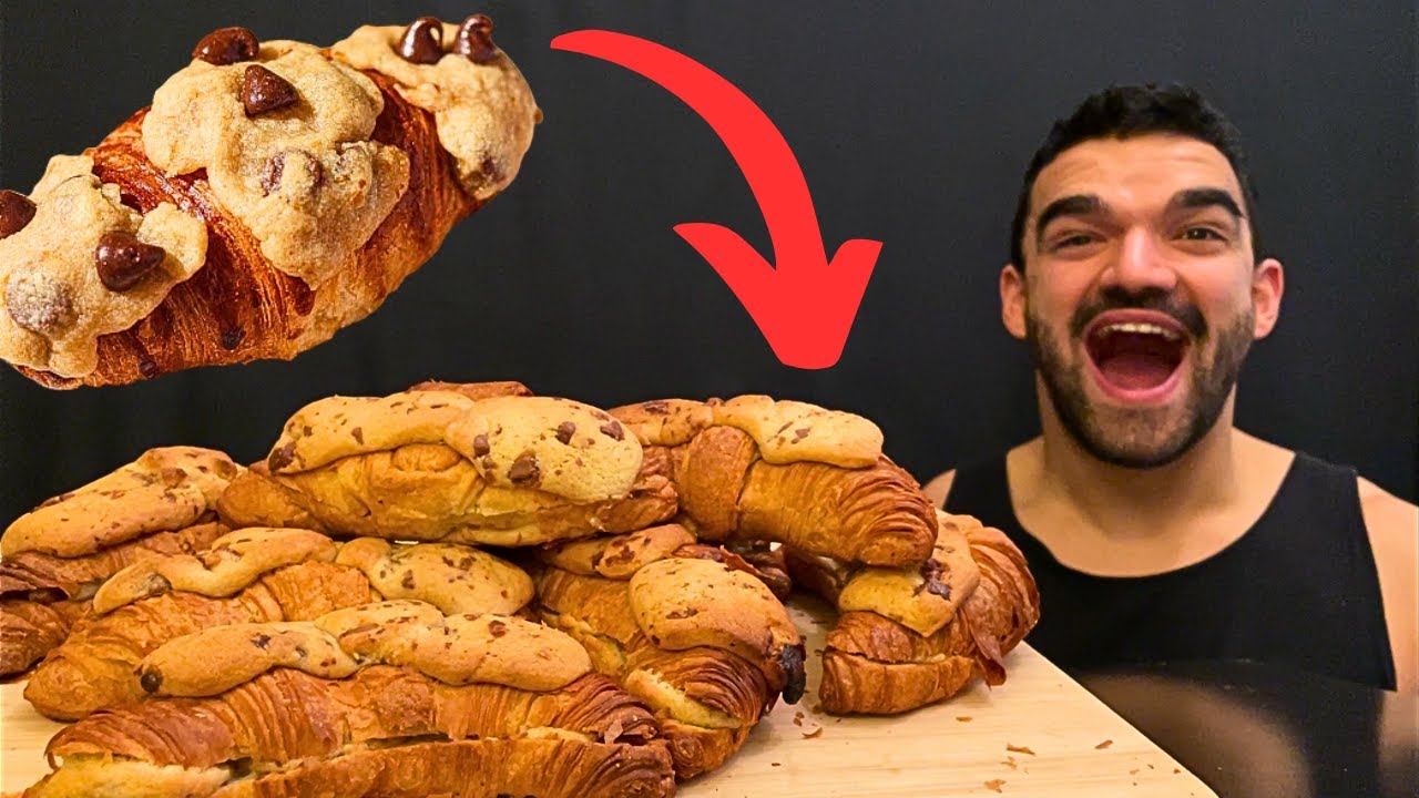 ASMR MUKBANG COOKIE & CROISSANT, CROOKIE, CHOCOLATE CHIP COOKIE, VIRAL CROOKIE