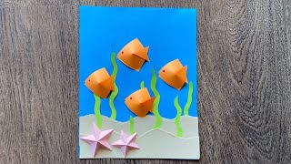 DIY 3D Paper Fish craft | Sea Animal Craft | How To Make fish with paper | Sea collage ideas