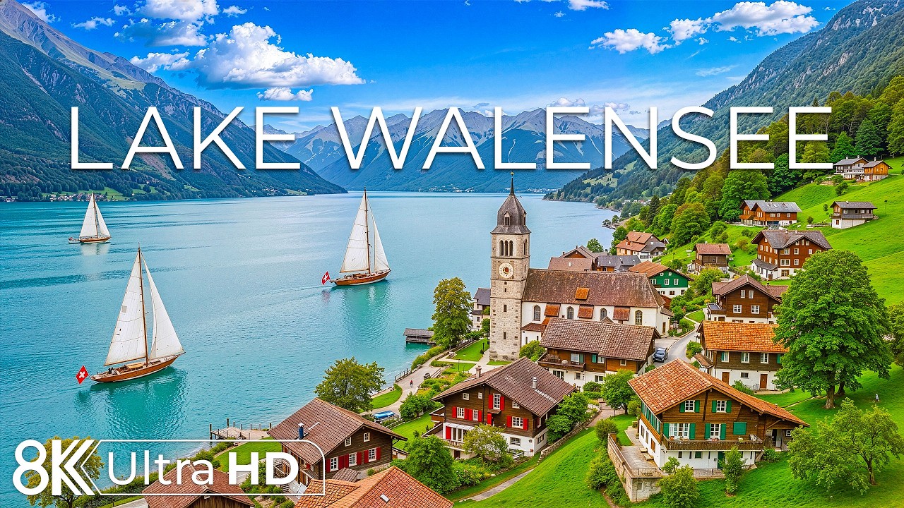 Lake Walensee 8K | Switzerland’s Fjord-Like Alpine Lake with Dramatic Cliffs and Calm Blue Water