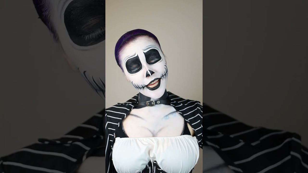 Jack and Sally Makeup Transformation👀#thenightmarebeforechristmas #jackskellington #sallystitches