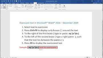 Overscore text in Microsoft® Word® 2016