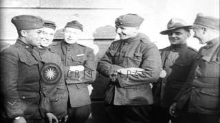 Brest France in World War I. People walking through Porte Foy and on the Cours Da...HD Stock Footage