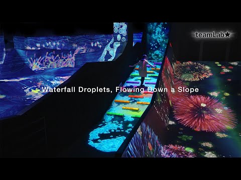 Waterfall Droplets, Flowing Down a Slope