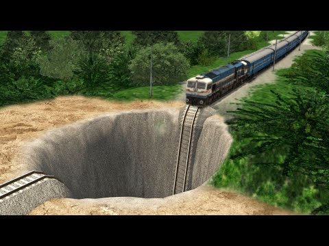 Trains vs Giant Pit – Train Simulator | Indian Railways