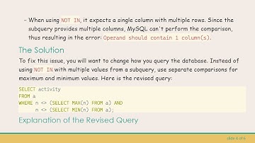 Understanding the MySQL Operand should contain 1 column(s) Error: A Deep Dive into SQL Queries