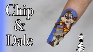 Chip and Dale Rescue Ranger Acrylic Nail Art Tutorial
