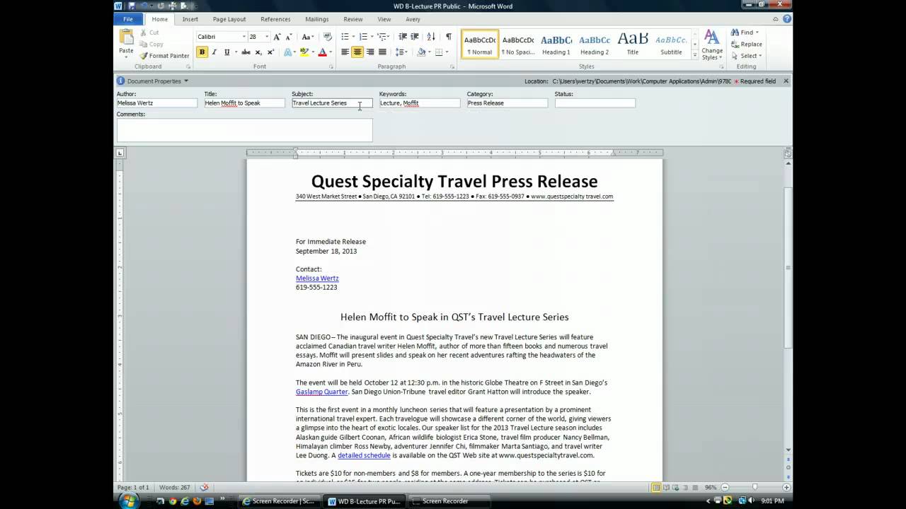 Working with Document Properties
