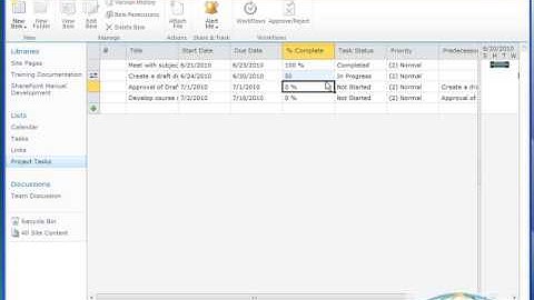 Working with a Project Task List in SharePoint 2010