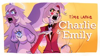 Hazbin Hotel | Charlie and Emily - speedpaint (tw some flashing lights)