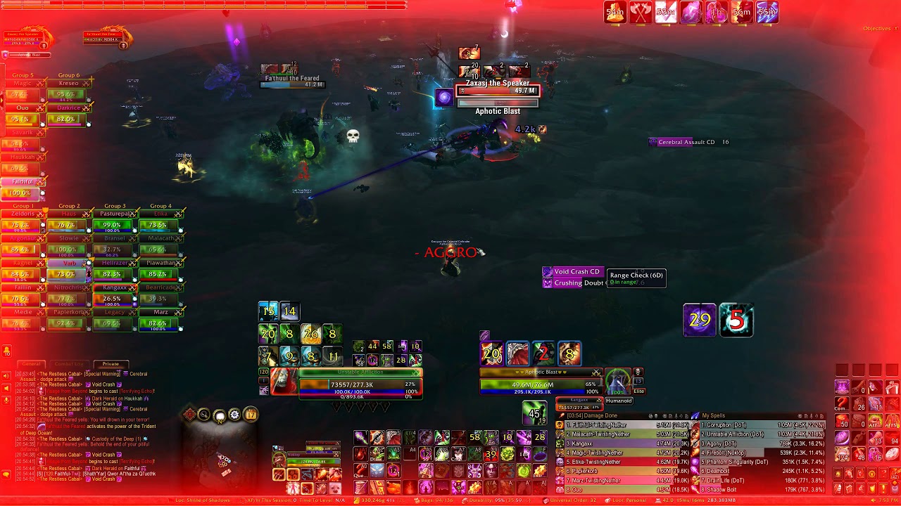 Heroic The Restless Cabal - Crucible of Storms - Affliction Warlock Tank PoV