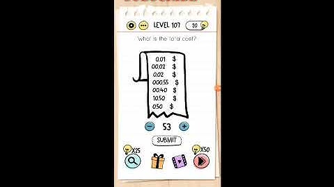 Brain test Level 107 What is the total cost Walkthrough