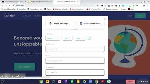 Instructions to create a Quizlet account and first set of flashcards