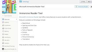 Immersive Reader Tool on Schoology