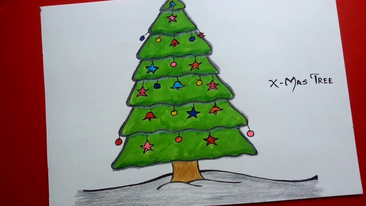 How To Draw A Christmas Tree Christmas Tree Easy Drawing For Kids