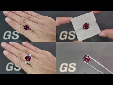 Rhodolite garnet in oval cut 6.47 carats, Tanzania Video  № 1