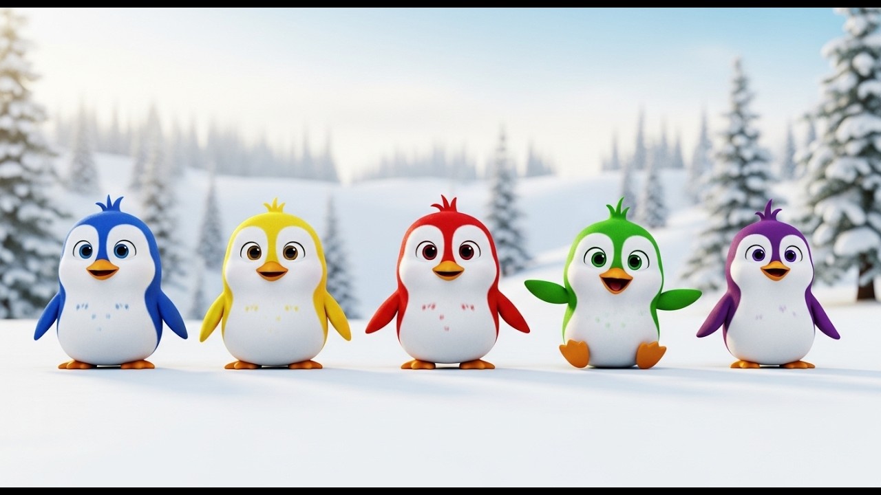 Five Little Penguins Slide Slide Slide 🐧 | Nursery Rhymes for Kids & Baby Songs