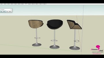 A 3d model of a Bar stool done in Sketchup.