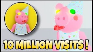 How To Get “10 MILLION VISITS SKIN!” BADGE + PARTY PIGGY MORPH | Piggy Roleplay! | Roblox