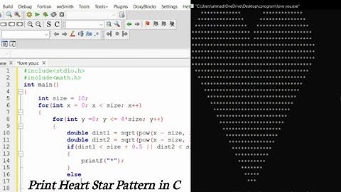 Print Heart Star Pattern in C programming language || codingnoman