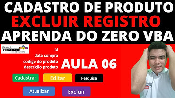 Excluir Registro e Bloquear Celula com método FIND VBA, Excluir produto cadastrado no excel VBA