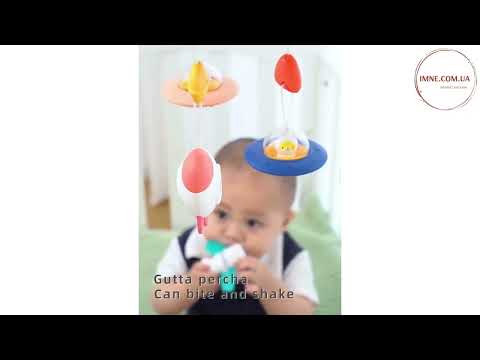 Детский мобиль проектор звездного неба на пульте с фигурками космонавтов / Игровая карусель с подвесками свет звук 2 цвета рандом, видео 1