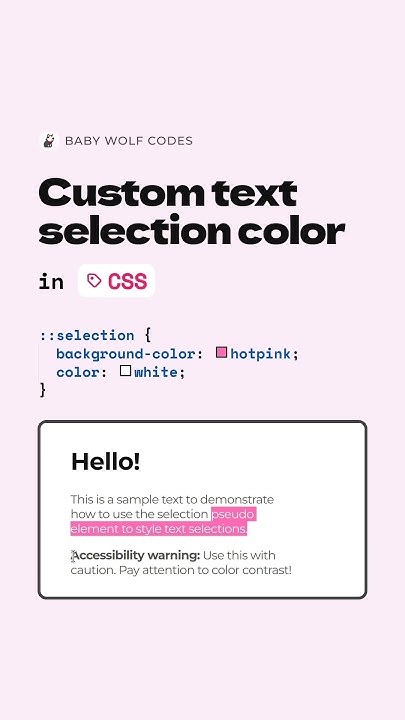 CSS Custom Selection Color #webdevelopment #csstricks - YouTube