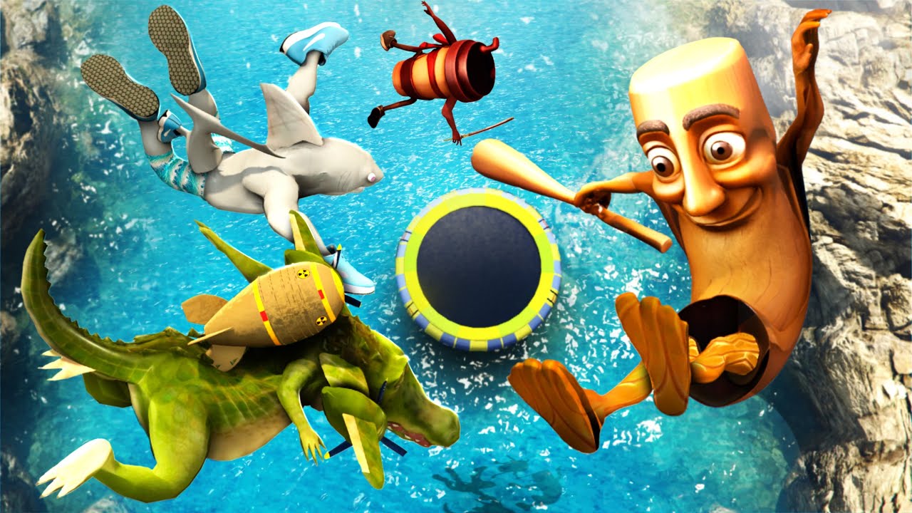 GTA 5 Bombardiro Crocodilo and Tralalero Tralala Band Water Trampoline Ragdolling and Jumps