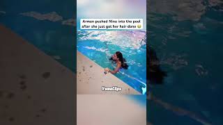 Nina Drama gets pushed into the Pool by Arman😭 #ninadrama #n3on #armantsarukyan