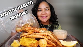 SPICY SEAFOOD BOIL IN A BAG | SEAFOOD BOIL MUKBANG AND MENTAL HEALTH MONDAY | Shai Snacks