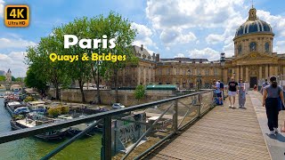 Paris, Quays Bridges, Part 1, Rive Gauche, Amazing Walking Tour 4K60Fps