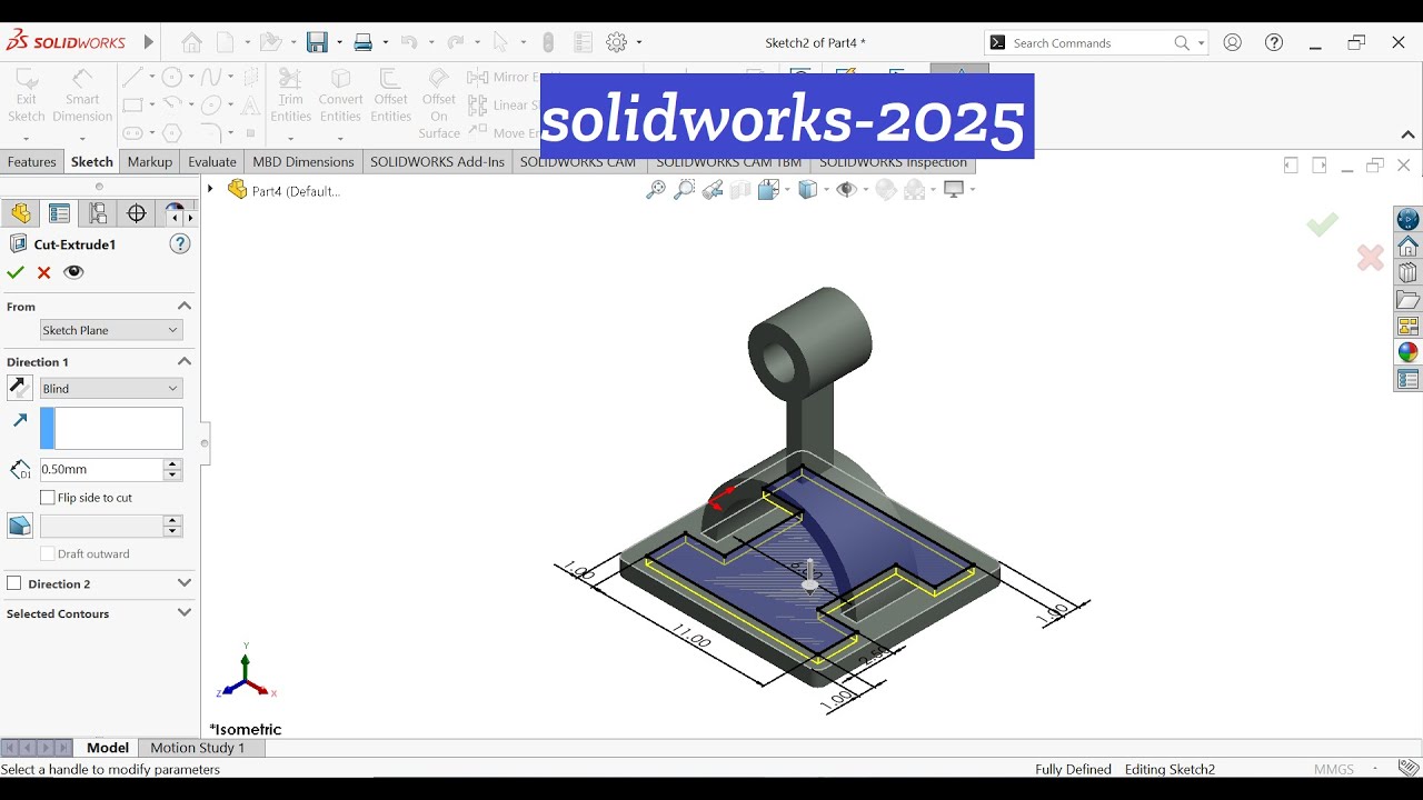 How to Use Extrude Boss/Base, Extruded Cut & Mirror (Step by Step Guide ...
