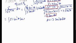 Calculus 2 Trig substitution integration example 2