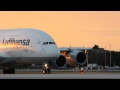 AMAZING CLOSE UP A380 SUNSET TAKEOFF LUFTHANSA MIAMI INTERNATIONAL,FL
