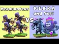 Every Level P.E.K.K.A and Yeti VS Every Level Headhunter | Clash of Clans