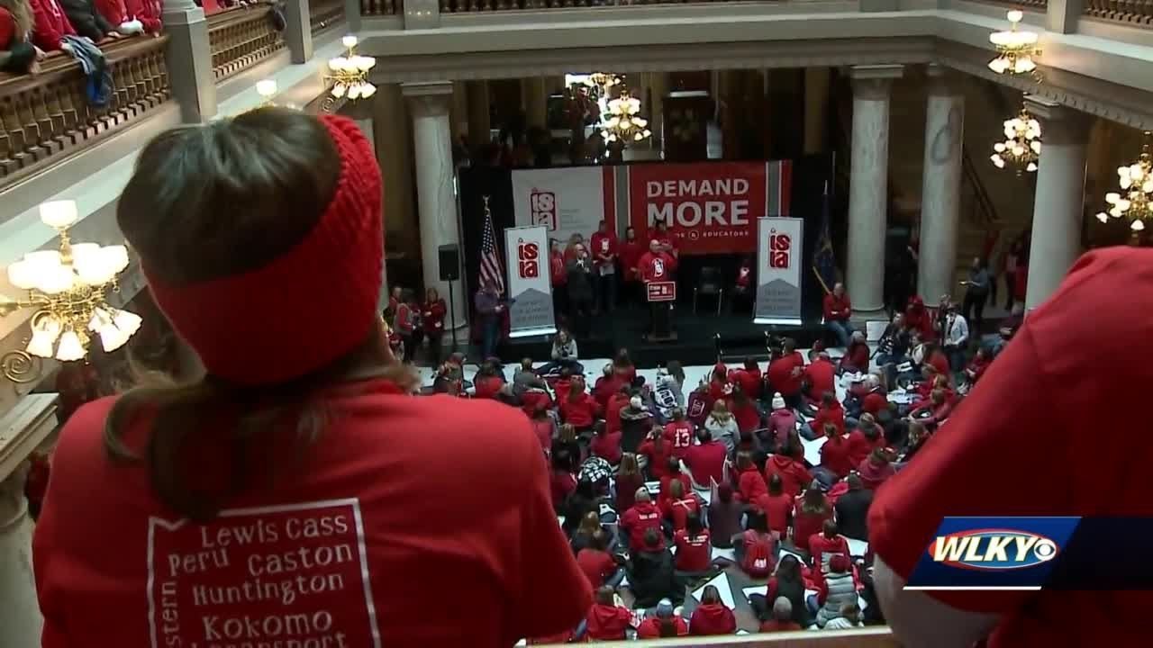 Thousands of Indiana teachers rally for pay, resources on Red For Ed ...