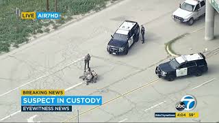 2 Spike Strips, a Foot Bail and Attempted Carjacking - California Highway Patrol High Speed Pursuit